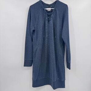 Prana Navy Long Sleeve Lace-Up Dress
